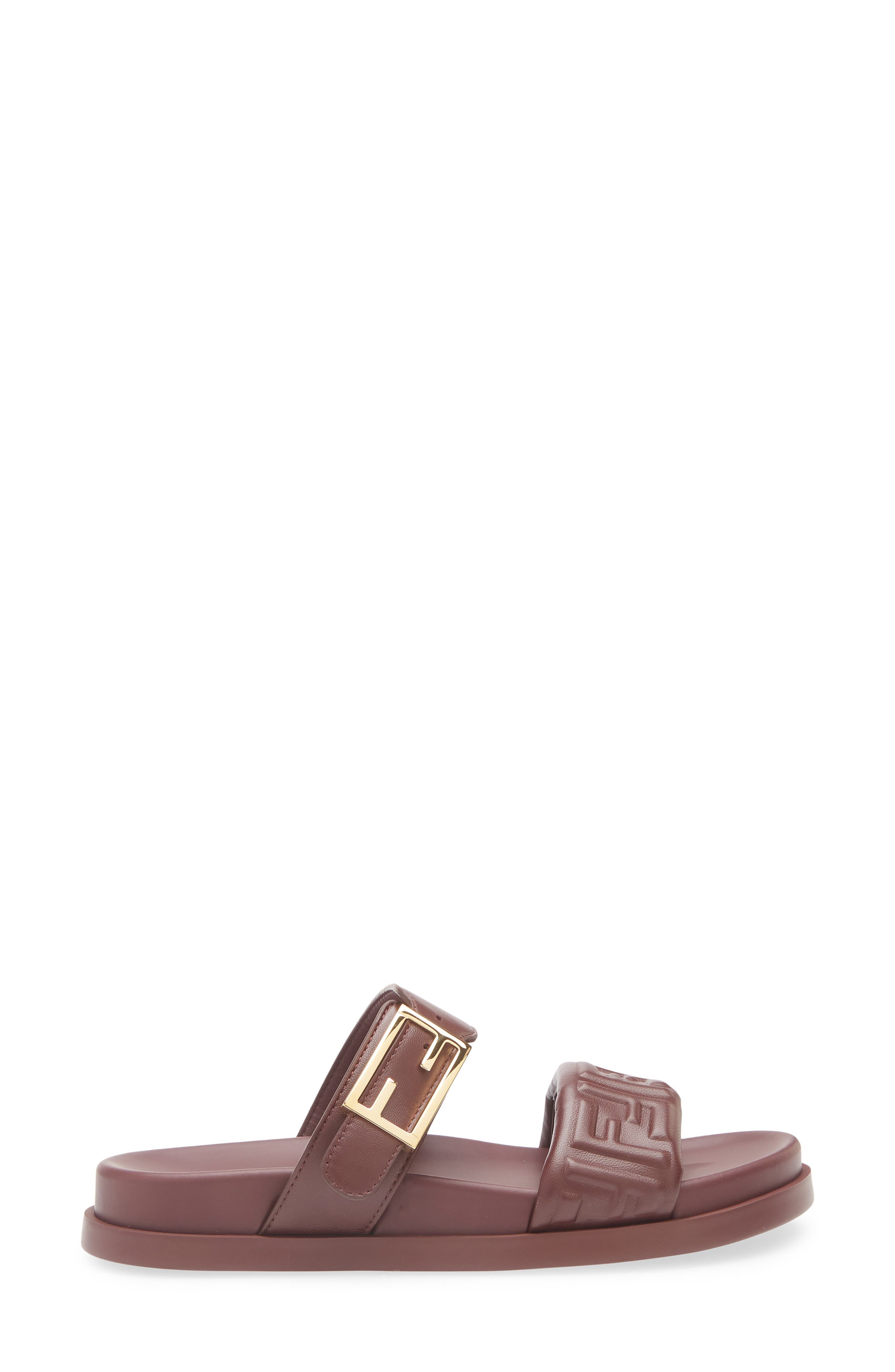 Fendi Feel FF Double Band Sandal, Alternate, color, Burgundy