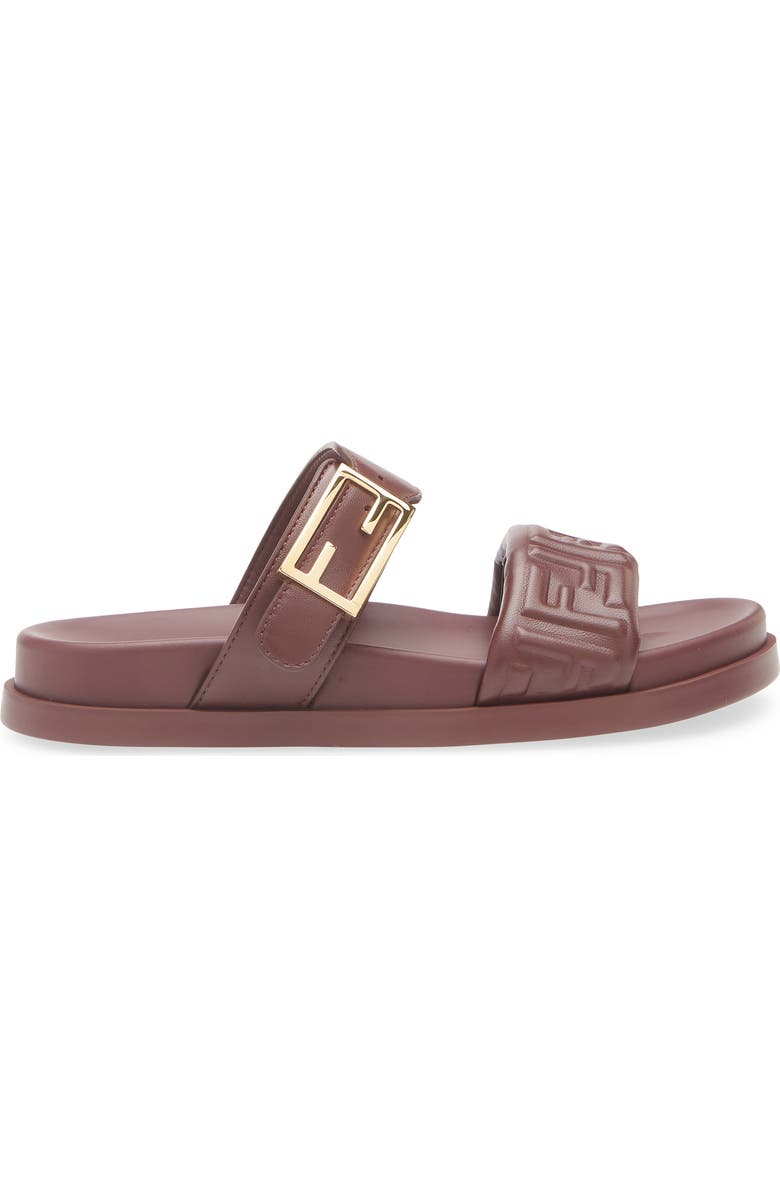 Fendi Feel FF Double Band Sandal, Alternate, color, Burgundy