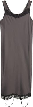 MM6 Maison Margiela Convertible Lace Trim Satin Midi Dress