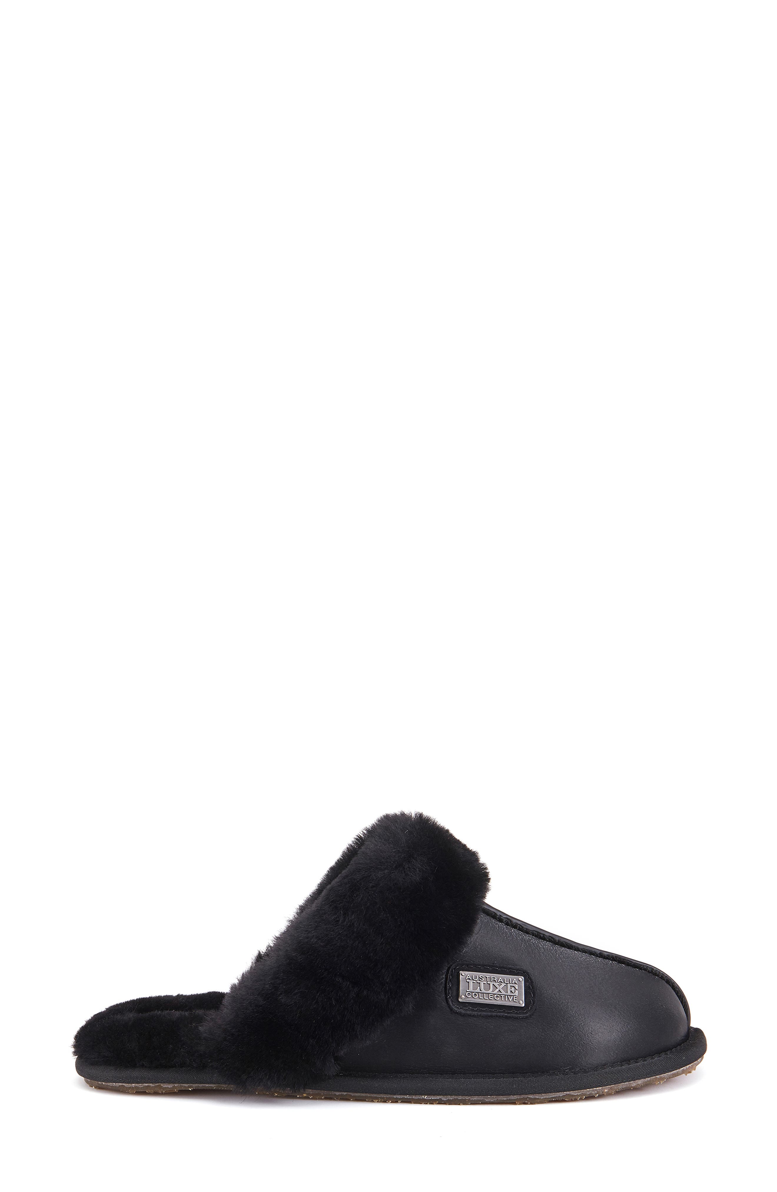 Australia Luxe Collective Genuine Shearling Mule Slipper, Alternate, color, Satin Black