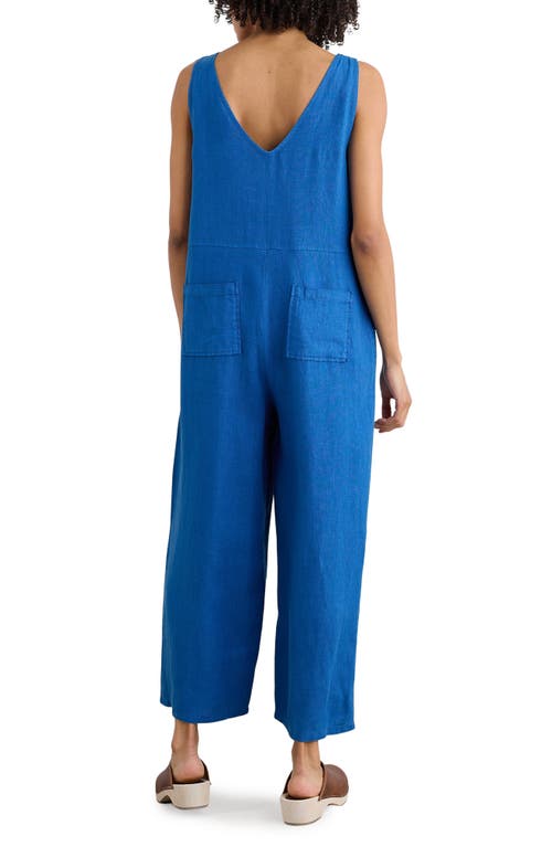 Seasalt Cornwall Salt Airy Crop Wide Leg Linen Jumpsuit In Blue
