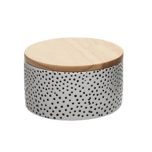 Totalee Gift Dotty Pinch Jar Ceramic White 9 oz In Multi