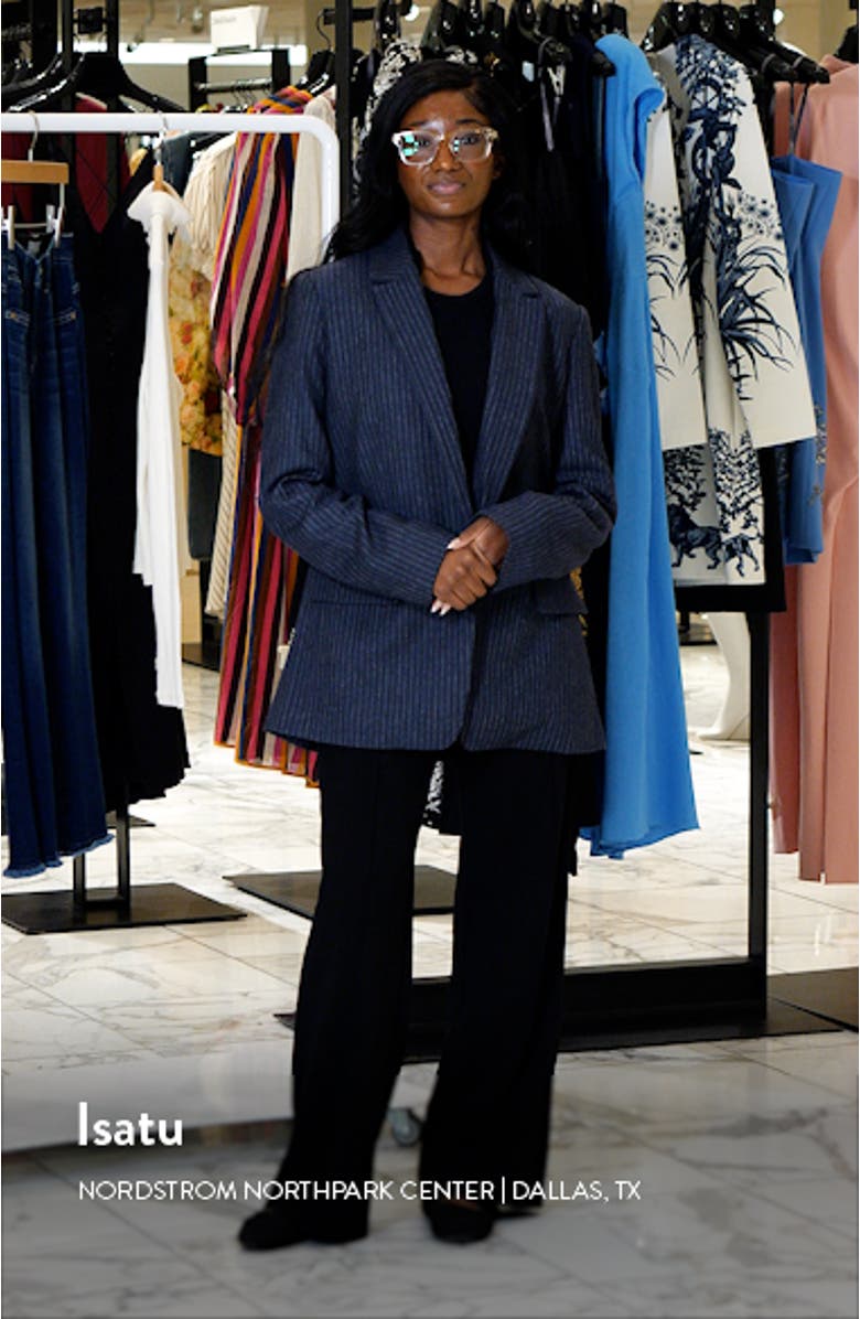 Pinstripe Wool Blend Flannel Blazer, sales video thumbnail