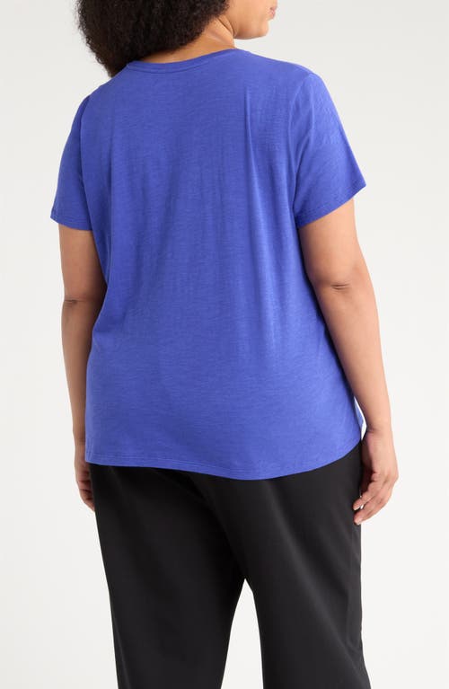 Eileen Fisher Easy V-neck Organic Cotton Slub T-shirt In Blue