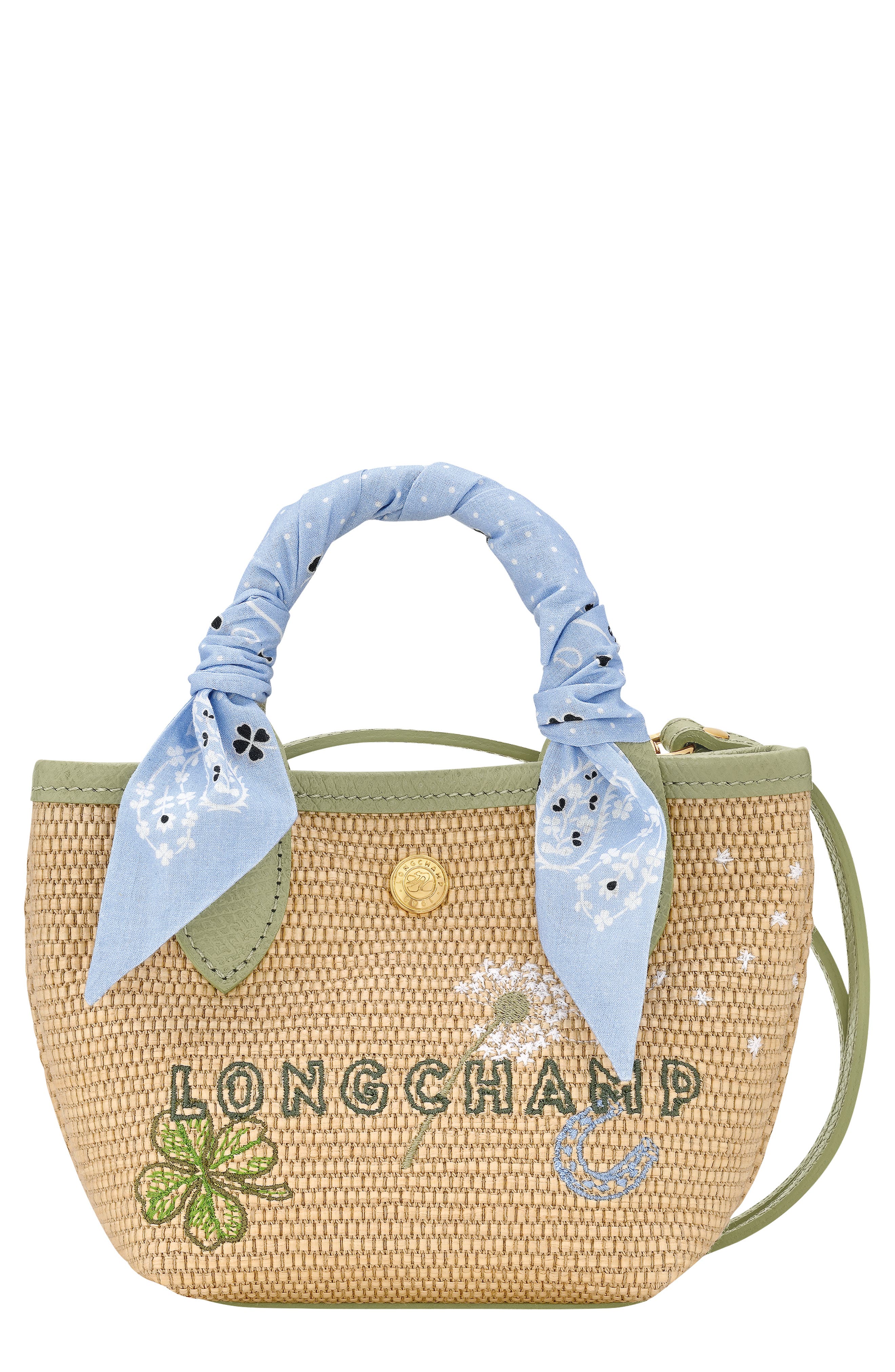 Longchamp Extra Small Le Panier Pliage Envol Crossbody Bag, Main, color, Almond Green