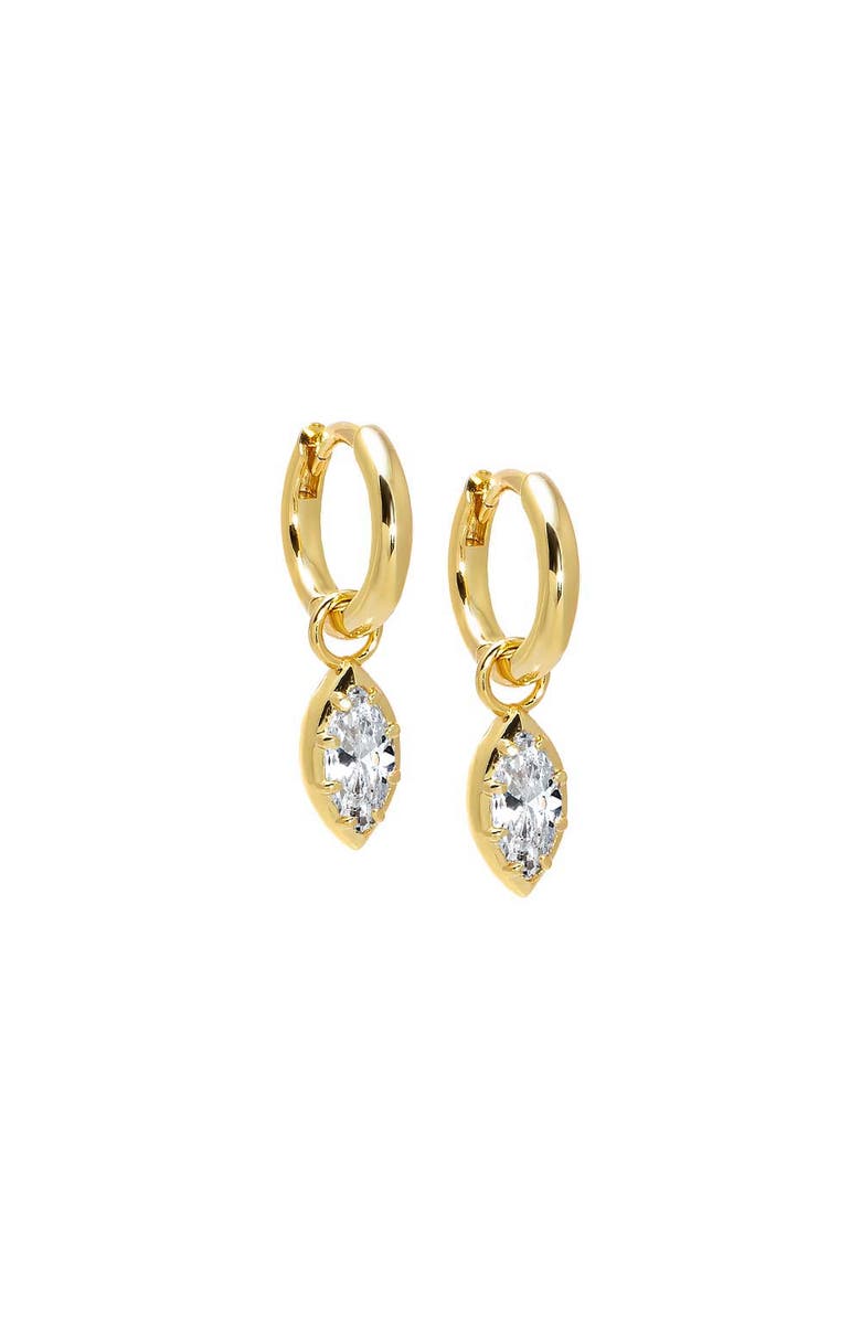 BY ADINA EDEN CZ Marquise Bezel Dangling Huggie Earring, Main, color, Gold