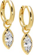 BY ADINA EDEN CZ Marquise Bezel Dangling Huggie Earring