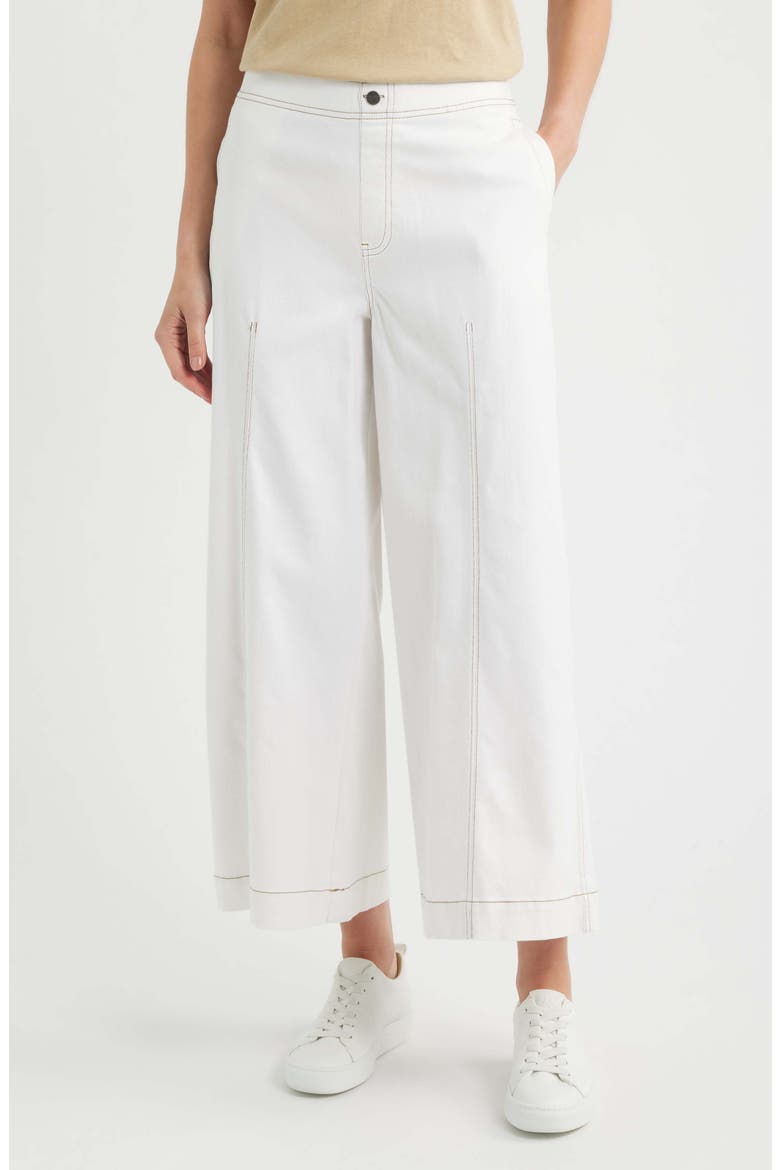 Fine Lines Crop Wide Leg Pull-On Pants, Main, color, WHITE