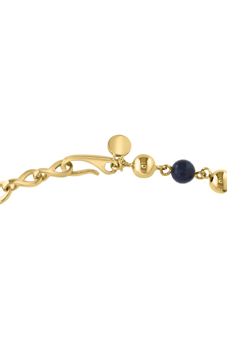 EFFY 14K Gold Plated Sterling Silver Onyx Ball Chain Bracelet, Alternate, color, Black