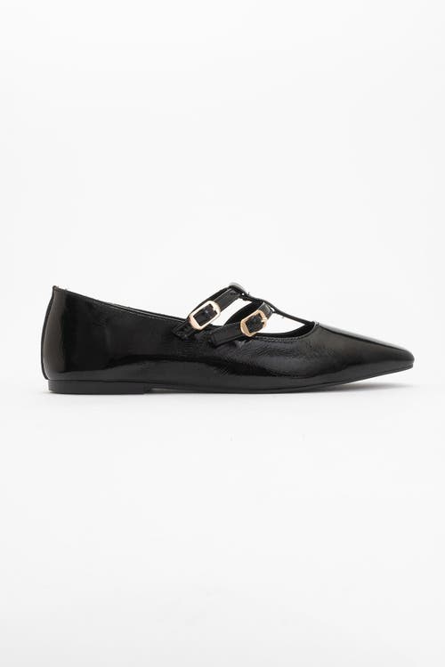 Forever & Always Shoes Starling Leather Mary Jane Flats In Black Patent Leather