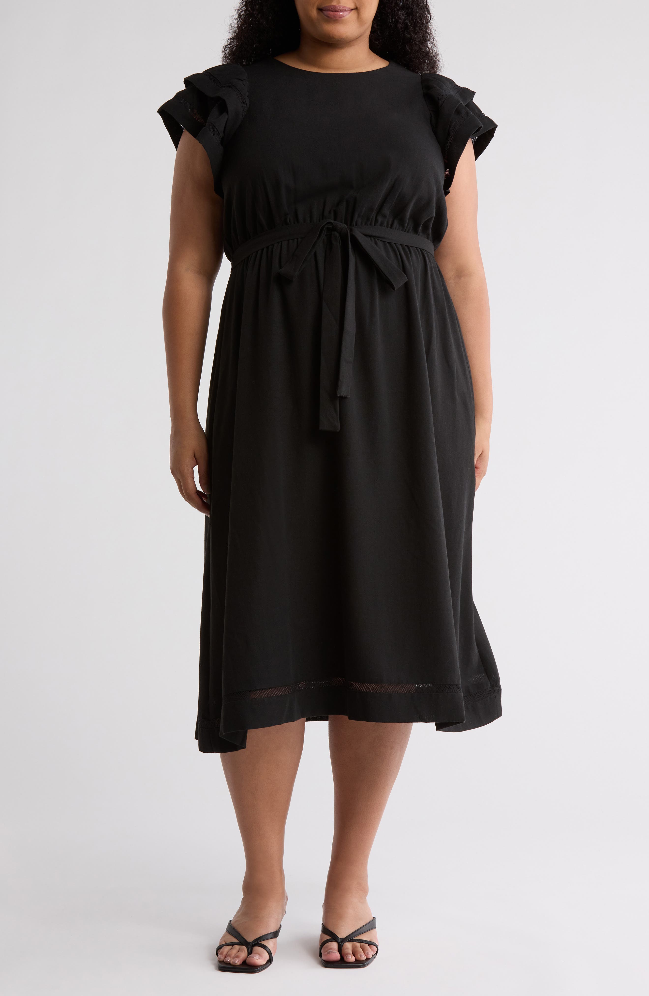 DR2 by Daniel Rainn Double Ruffle Flutter Sleeve Fit & Flare Dress