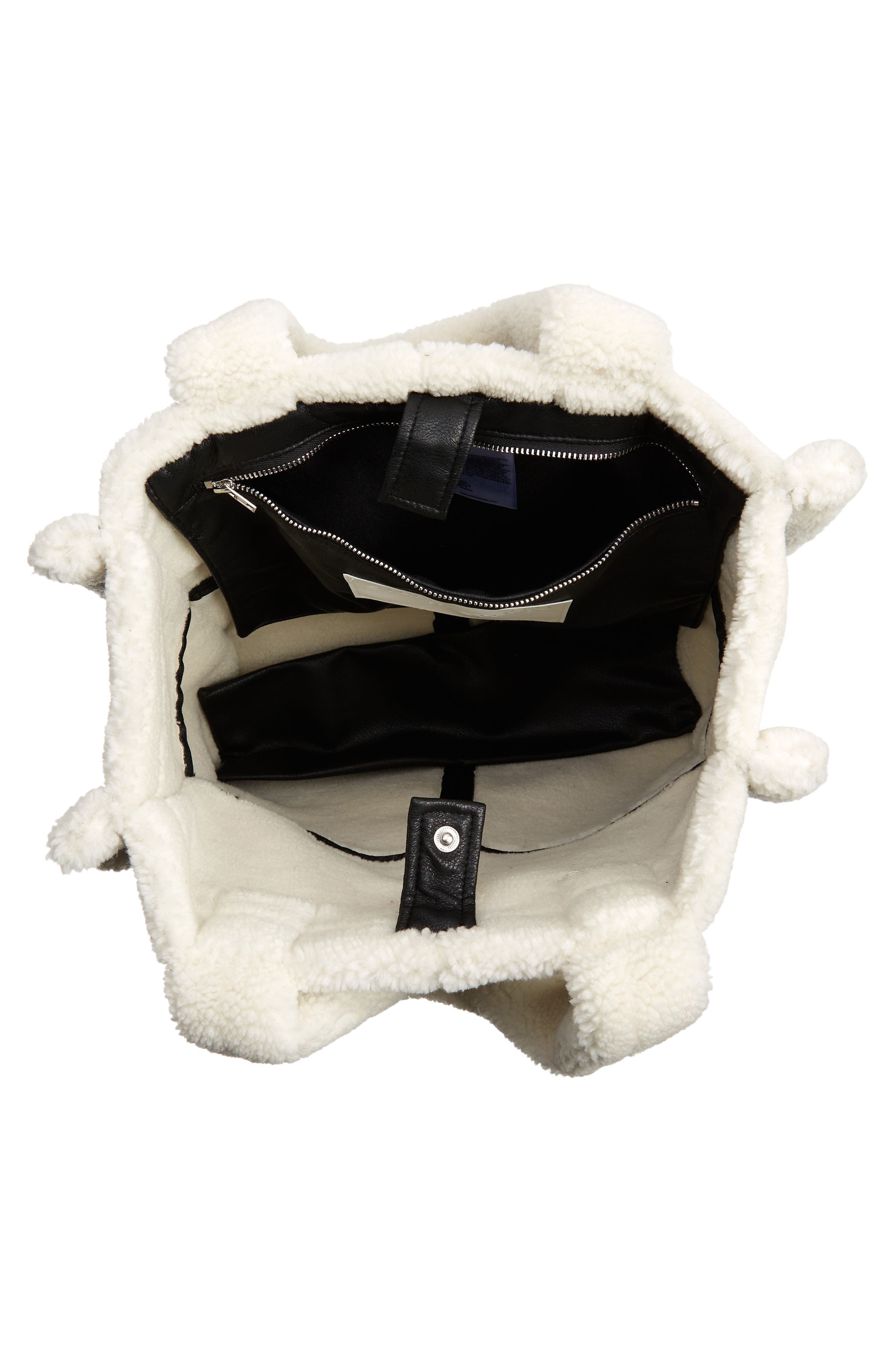 Stand Studio Medium Lolita Faux Shearling & Faux Leather Tote, Alternate, color, 