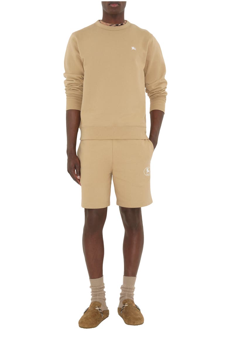 Burberry Knight Stamp Cotton Shorts, Main, color, Flax Beige