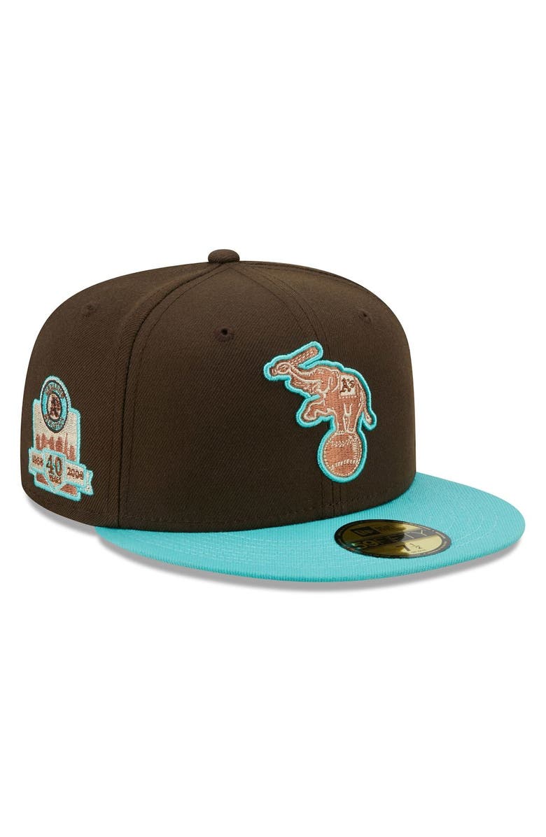 New Era Men's New Era Brown/Mint Oakland Athletics  Walnut Mint 59FIFTY Fitted Hat, Main, color, 