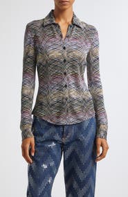 Missoni Metallic Jacquard Knit Button-Up Shirt