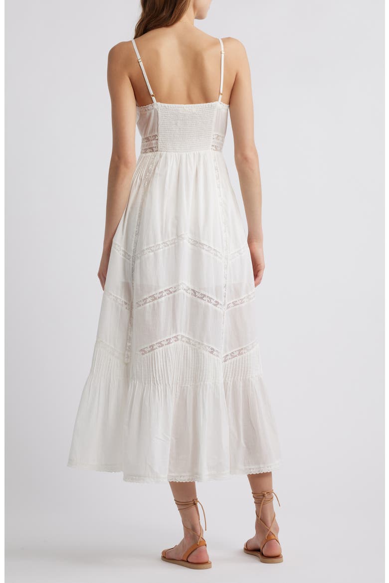 Esilda Lace Trim Cotton Dress, Alternate, color, TRUE WHITE