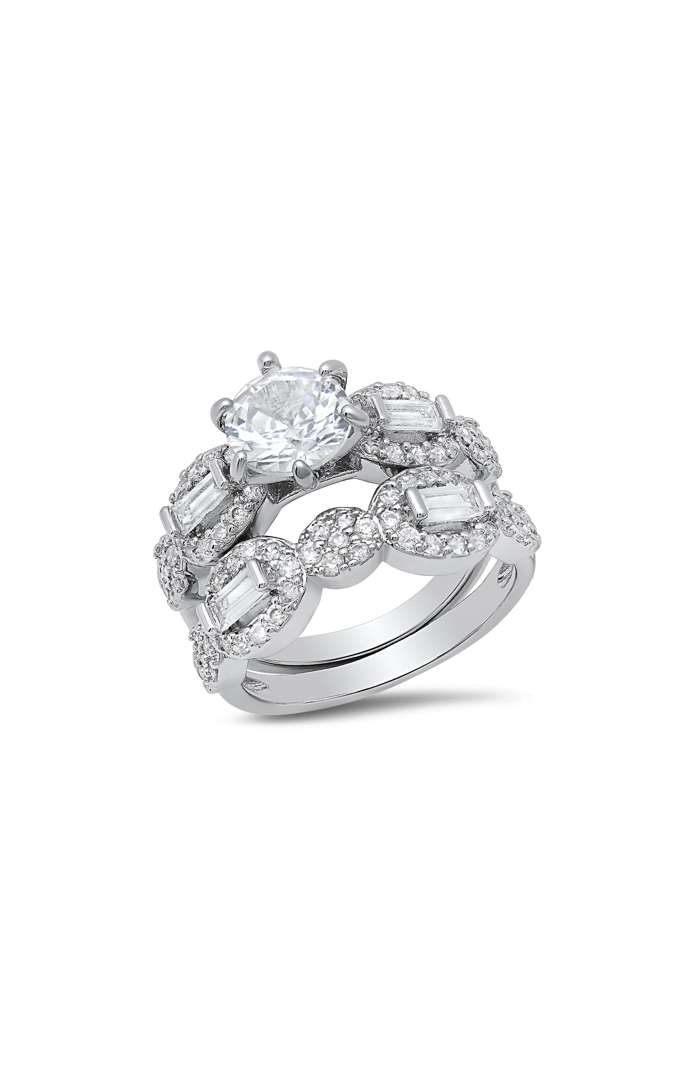HMY JEWELRY Round Simulated Diamond Pavé Stacked Ring