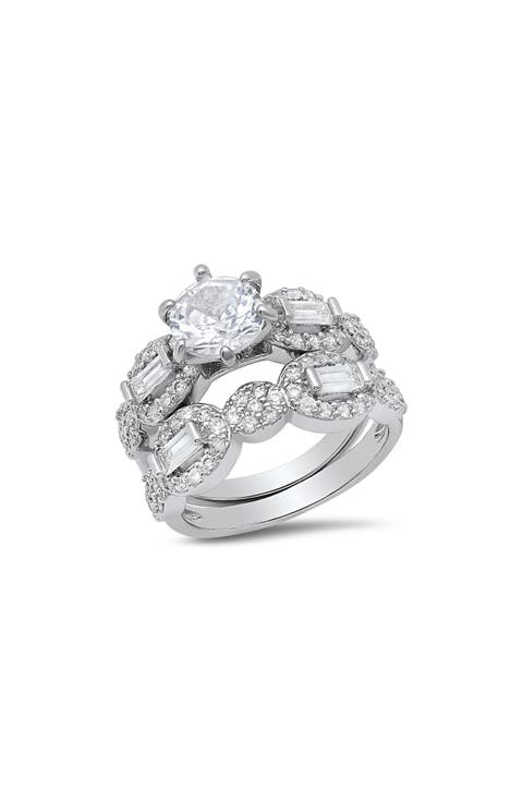 Round Simulated Diamond Pavé Stacked Ring