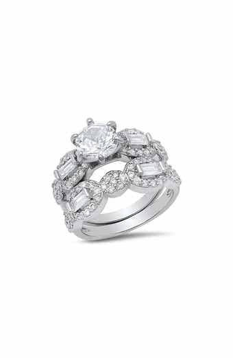 HMY JEWELRY Round Simulated Diamond Pavé Stacked Ring
