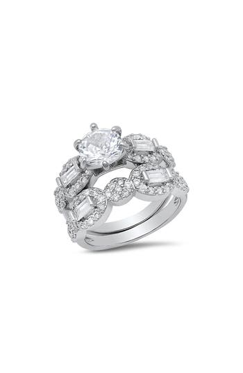 Hmy Jewelry Round Simulated Diamond Pavé Stacked Ring In Metallic