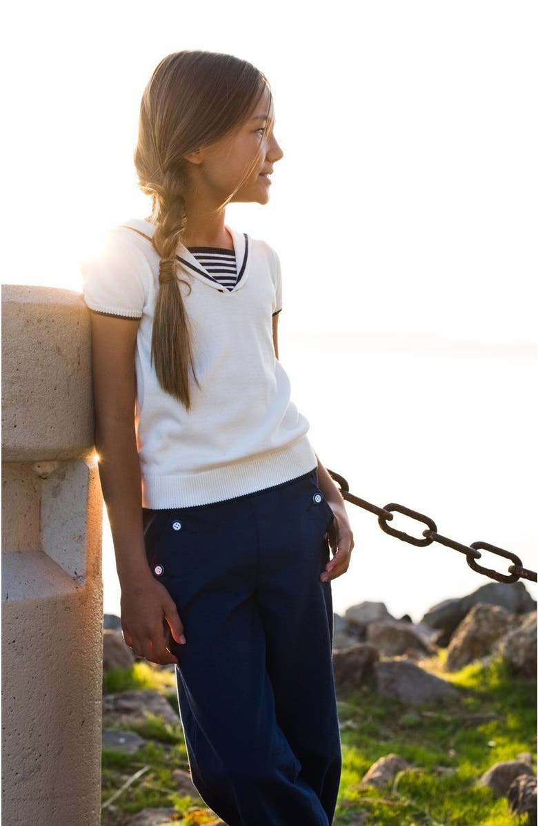 Hope & Henry Baby Girls' Pique Sailor Pant, Infant, Alternate, color, 