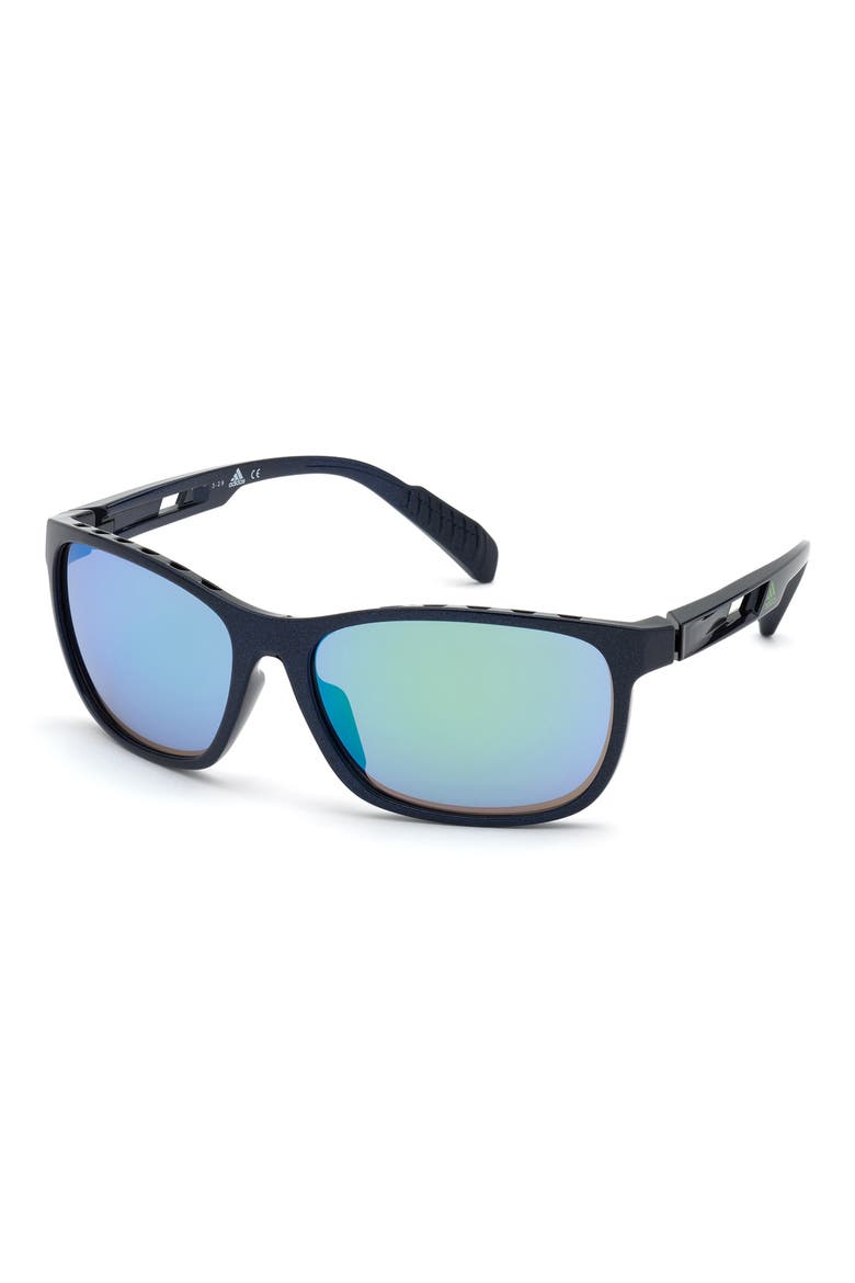 62mm Square Sunglasses, Alternate, color, BLUE / GREEN MIRROR LENSES