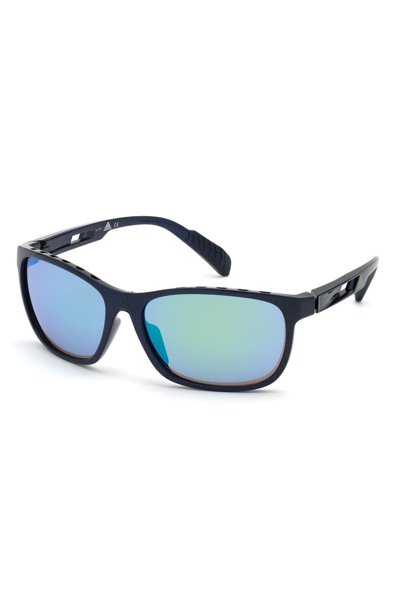 adidas 62mm Square Sunglasses, Alternate, color, Blue / Green Mirror Lenses