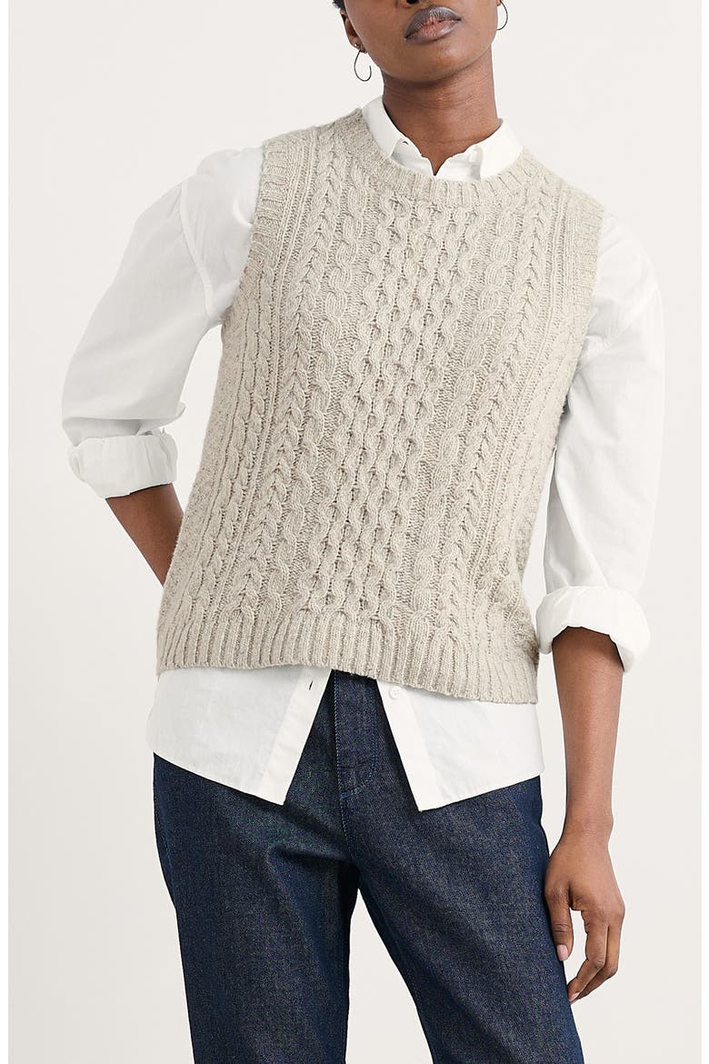 Newlyn Cable Merino Wool Blend Sweater Vest, Main, color, KNIT MELANGE ARAN