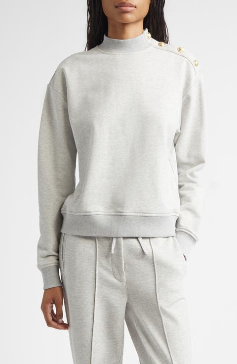 Hylda Button Accent Cotton Sweatshirt