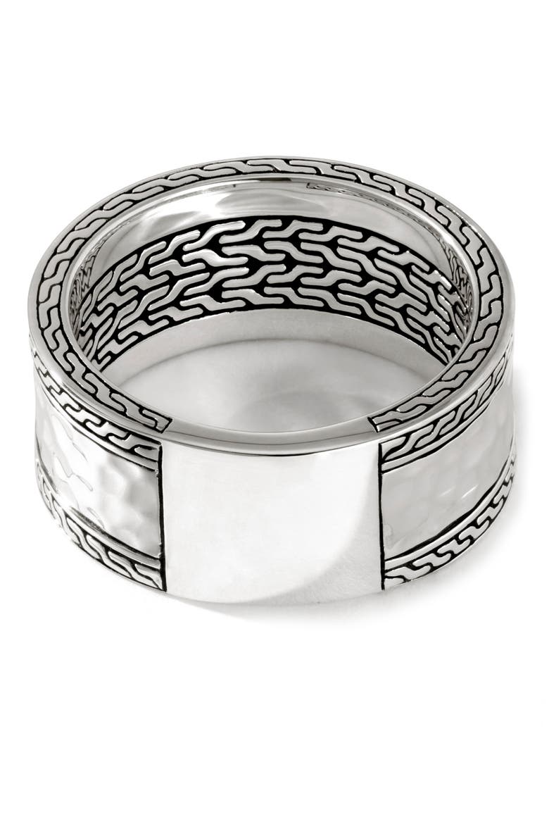 Classic Chain Hammered Band Ring, Alternate, color, SILVER