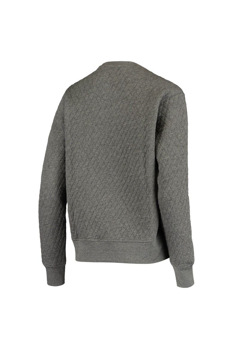Women's Pressbox Heather Charcoal Oregon Ducks Moose Quilted Pullover Sweatshirt, Alternate, color, Heather Gray