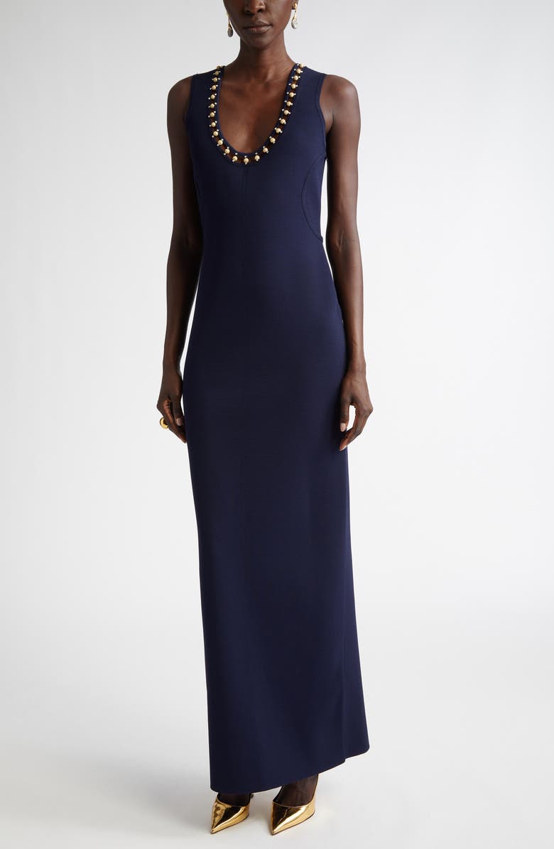 ST. JOHN Embellished Milano Knit Gown, Main, color,