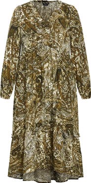 City Chic Arya Print Long Sleeve Maxi Dress