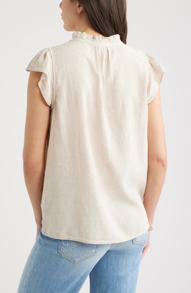 Caslon<sup>®</sup> Flutter Sleeve Popover Top, Alternate, color, Flax