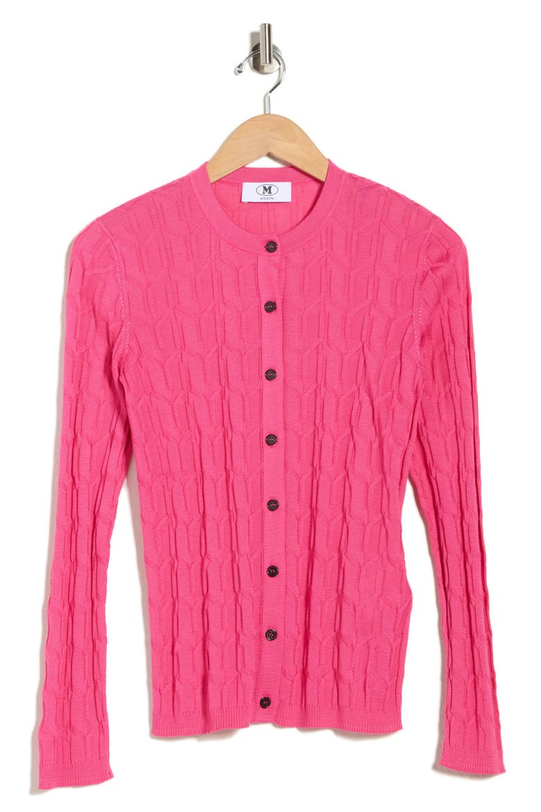 Geometric Stitch Cardigan, Alternate, color, FUXIA TONES