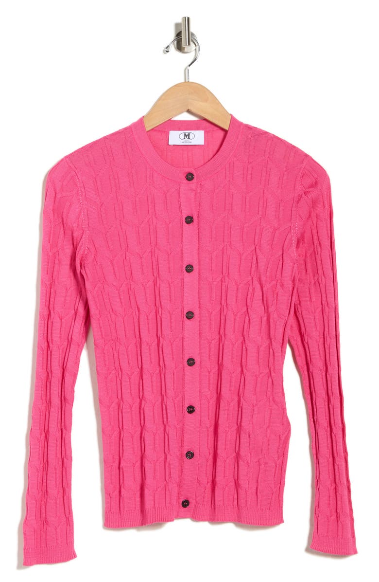 M Missoni Geometric Stitch Cardigan, Main, color, Fuxia Tones