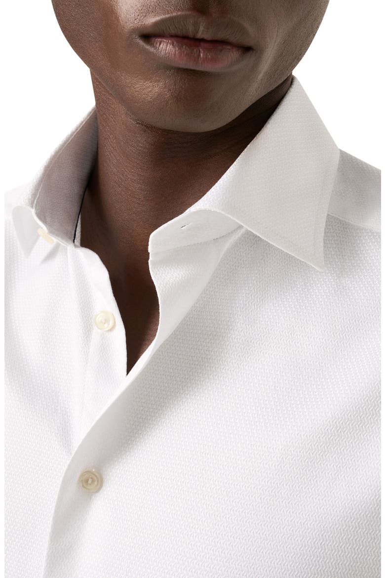 Slim Fit Cotton Dobby Dress Shirt, Alternate, color, WHITE