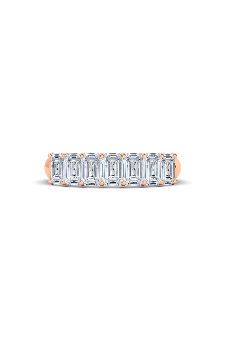 Half Emerald Cut Lab Created Diamond 18K Gold Eternity Ring, Alternate, color, ROSE GOLD