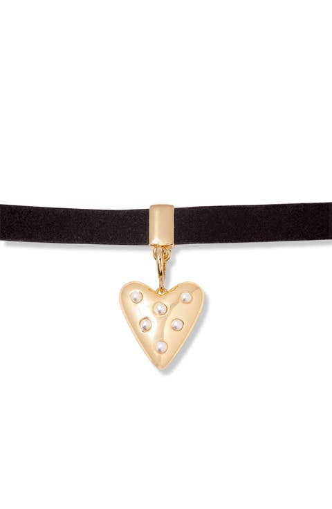 Samantha Heart Charm Choker Necklace