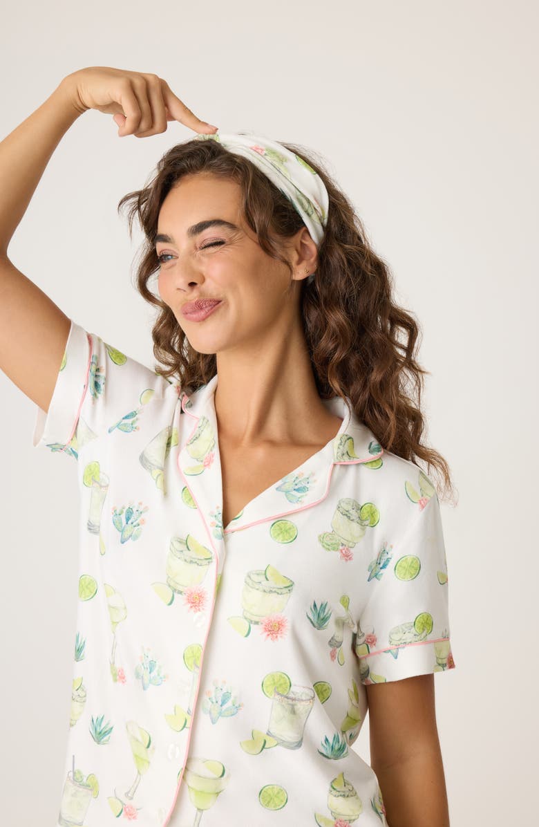 PJ Salvage Lime Sunshine Short Pajamas & Headband Set, Alternate, color,