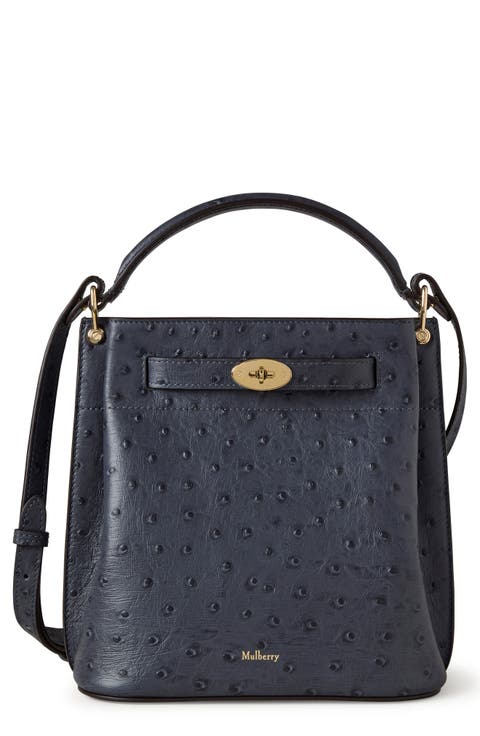 Islington Ostrich Embossed Leather Bucket Bag