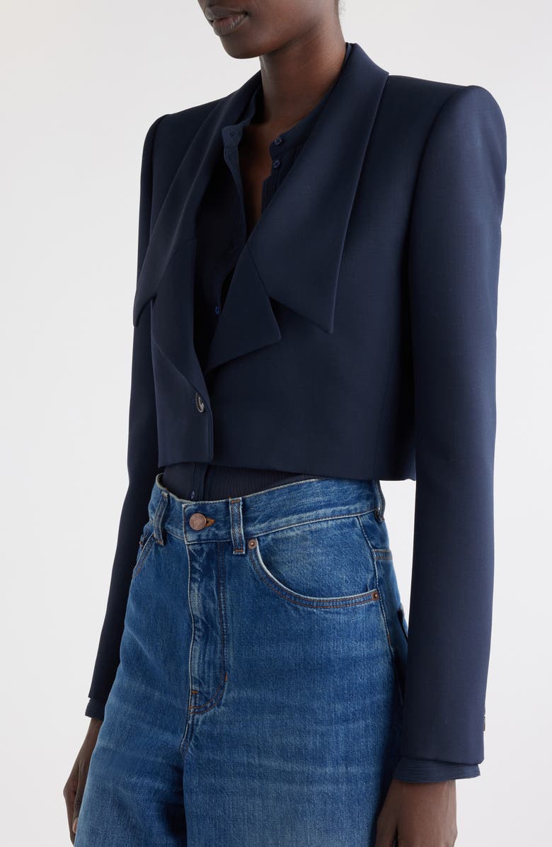 Chloé One-Button Crop Wool Blazer, Alternate, color, 