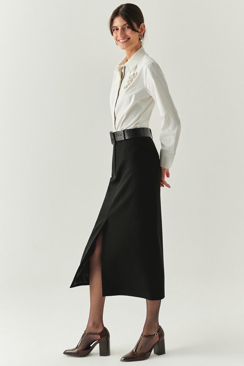 Arlette Belted Skirt, Alternate, color, BLACK