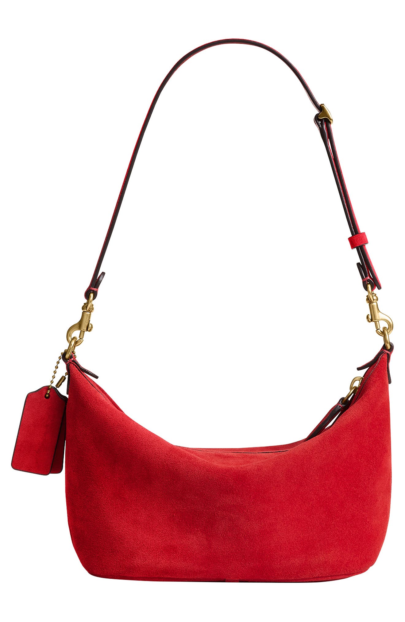 Demi Suede Shoulder Bag, Alternate, color, B4/ CANDY APPLE