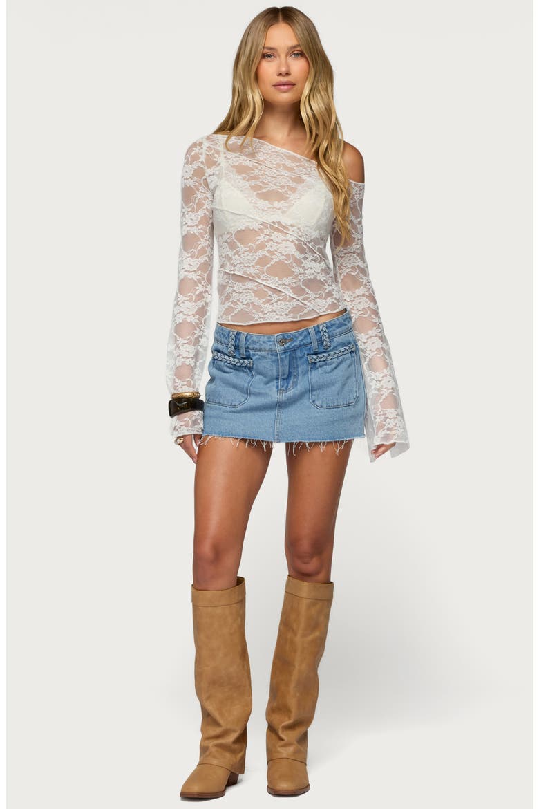 Gloriana Cutoff Denim Miniskirt, Alternate, color, LIGHT-BLUE-WASHED