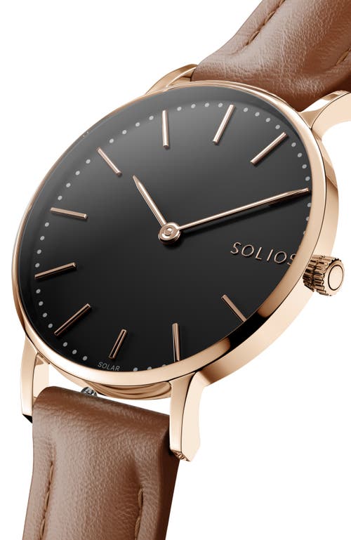 Solios Watches The Solar Classic | Black Dial In Brown Vegan Leather