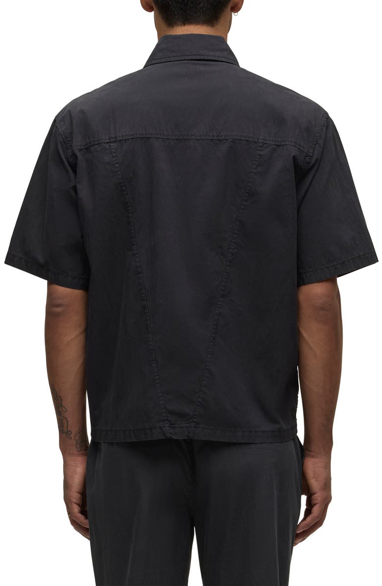 Hudson Jeans Utility Oversize Short Sleeve Cotton & Nylon Snap-Up Shirt, Alternate, color, Black
