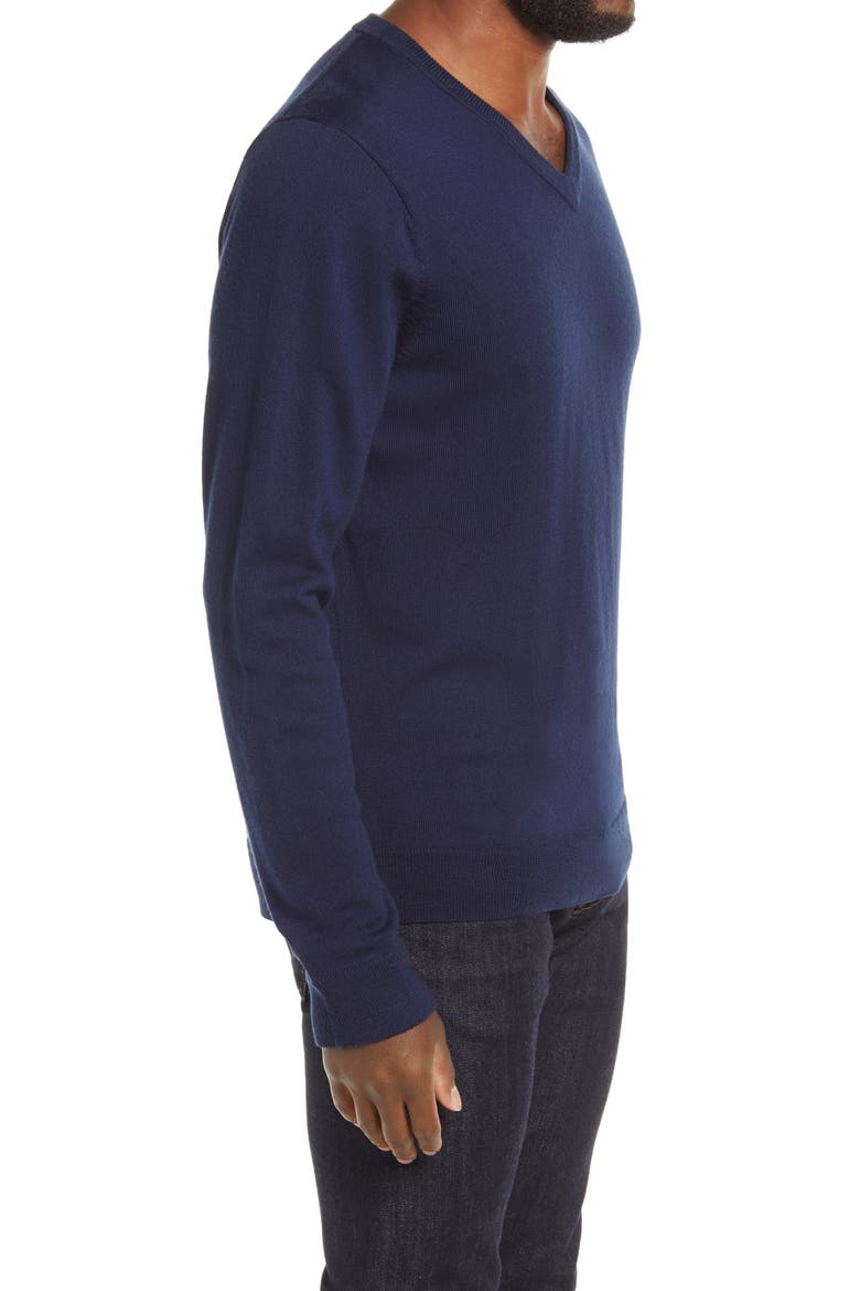 Washable Merino V-Neck Sweater, Alternate, color, NAVY PEACOAT
