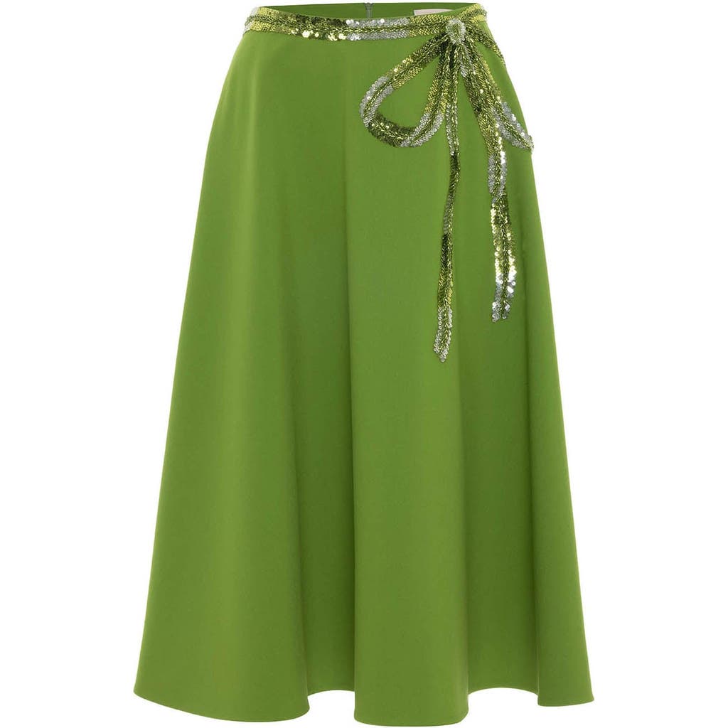 Theo The Label Women's Green Harmonia Embroidered A Line Skirt In Rewild Green