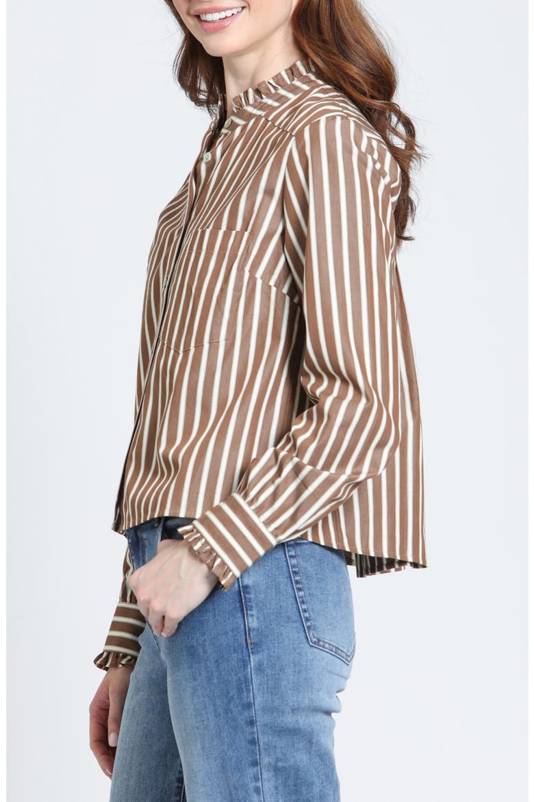 Ruffle Detail Cropped Shirt, Alternate, color, MOCHA CREAM